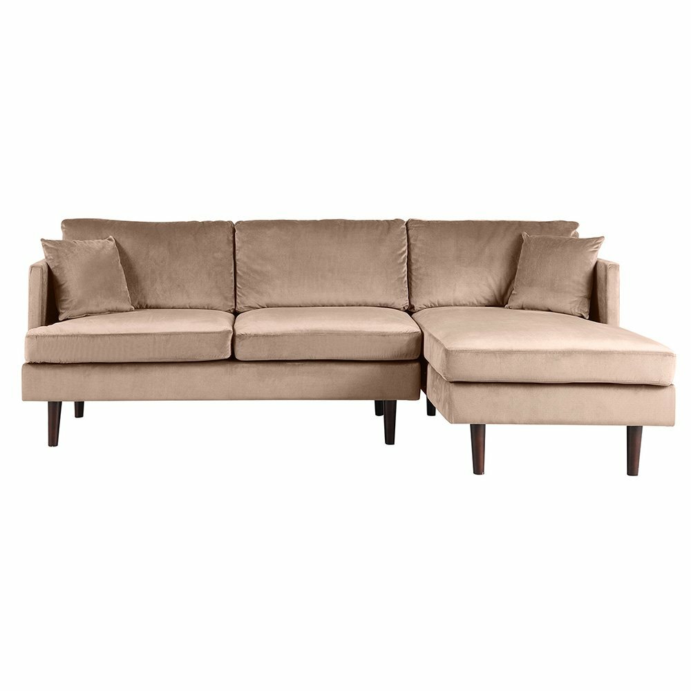 Mid Century Hazelnut Brush Microfiber Sectional Sofa L Shape Couch Microfiber Sectional Sofa L Shape Couch