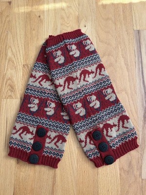 UGG wool leg warmers burgundy sweater knit kangaroo koala wood logo buttons