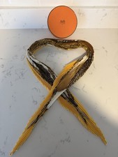 Hermès "Jardin Creole" Plissé Scarf 90 in Silk Twill