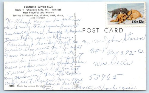 CHIPPEWA FALLS, Wisconsin WI~ Roadside CONNELL'S SUPPER CLUB Restaurant Postcard - Picture 2 of 2