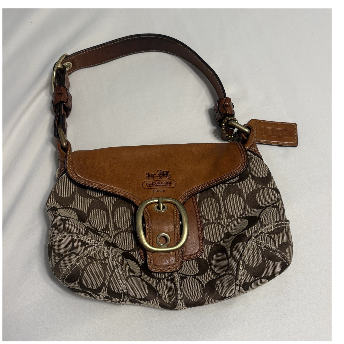 Coach Vintage Bleeker Legacy Shoulder Bag brown logo purse | eBay