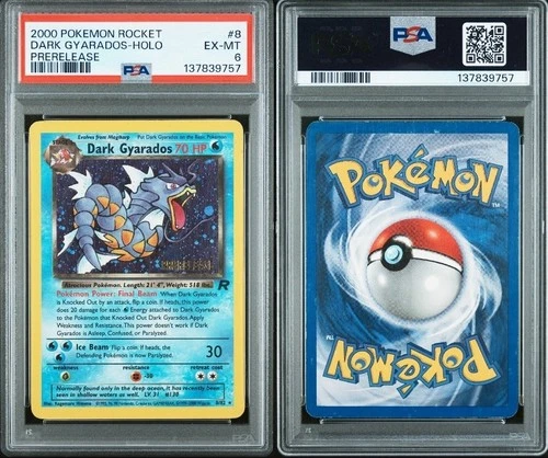 2000 POKEMON ROCKET #8 DARK GYARADOS-HOLO PRERELEASE PSA 6 EX-MT