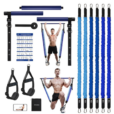Pilates Bar Set Widerstandsbaender 2-360lbs Tueranker Krafttraining zu Hause
