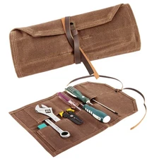 Tool Roll,10Slots Tool Roll Up Pouch,Heavy Duty Waxed Canvas Tool Roll Bag,Ch