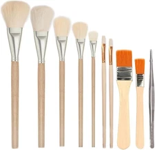 "7 PCS Assorted Size Gilding Brush Set, Gold Leaf Goat Hair Painting Brush Metal