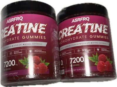 2 Bottles Asrfrq Raspberry Creatine Monohydrate Gummies 120ct 7200mg Exp10/2026
