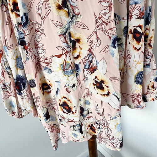 Maurices Pink Floral Peasant Open Front Kimono Duster Cardigan Rayon 2X/3X Plus - Picture 13 of 16