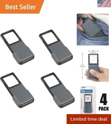 Set of 4 MiniBrite 5x LED Lighted Slide-Out Magnifiers with Protective Sleeves