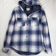 Boston Traders Jacket Womens Small Plaid Sherpa Lined Hooded Flannel Shacket