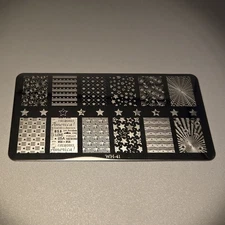 nail art stamping plate resin art craft WH-41 patriotic 4th of July fireworks