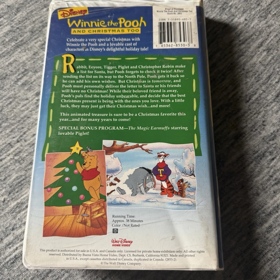 WINNIE THE POOH AND CHRISTMAS TOO (VHS 2853) CLAMSHELL 🔥 Children’s Movie Show - Image 2 of 3
