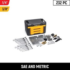 1/4"and 3/8"Drive 90-Tooth Standard and Deep SAE/Metric Mechanics Tool Set in 3-