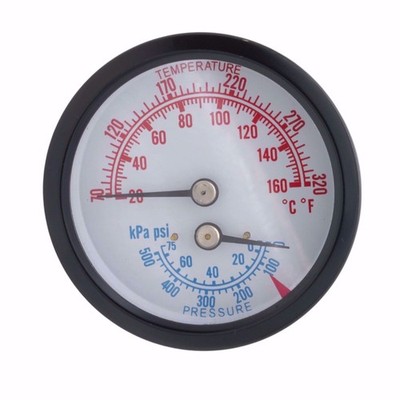 Utica/Dunkirk 240005246 tridicator gauge 70/320F, 0-75psi 1/4 inch connection