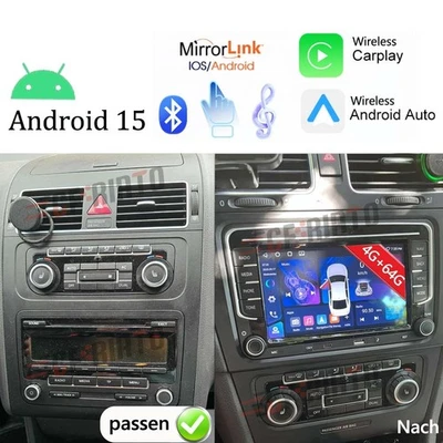 CFRIATO Android 15 Autoradio Apple Carplay Navi für VW GOLF 5 6 Plus Polo Passat 4G+64G