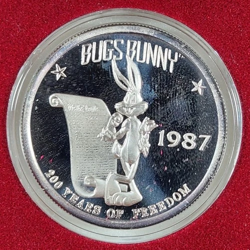 Proof Silver 1987 Bugs Bunny 200 Years of Freedom 1 oz Looney Tunes w/ Box & COA