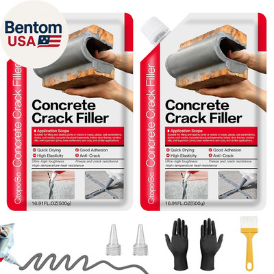 Concrete Crack Filler 2-Pack 2.2LB Grey, Self-Leveling High Elasticity Cement Se