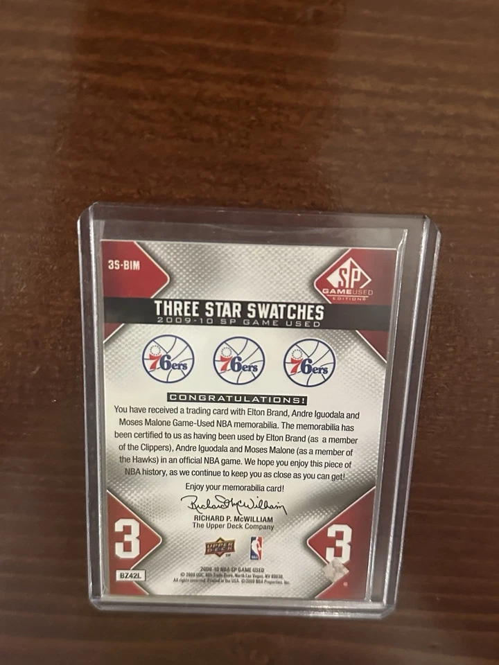 Juego SP 2009-10 usado - 3 muestras de estrellas Andre Iguodala, marca Elton, Moisés Malone/125 Foto 2 de 2