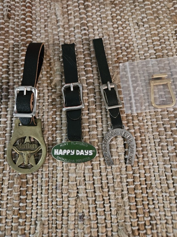 Watch Fobs Marlboro solid brass steer longhorn star HAPPY DAYS Enamel Good Luck 