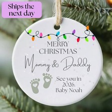 Pregnancy Reveal Ceramic Ornament - Pregnancy Keepsake Gift