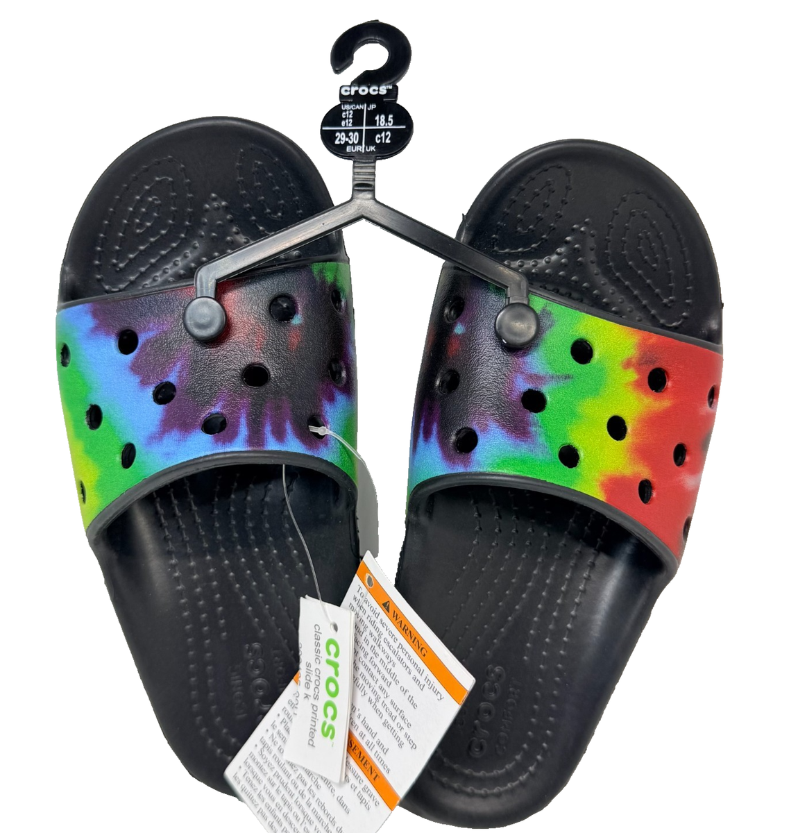 Crocs Tie Dye Graphic Classic Slide Sandals Kids Unisex C12  display picture 3