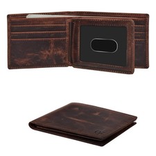 Real Leather Bifold Wallet for Men - Wallets with Small, Vintage Brown-No Box