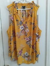 TORRID Sz 5 YELLOW FLORAL GEORGETTE TANK SLEE...