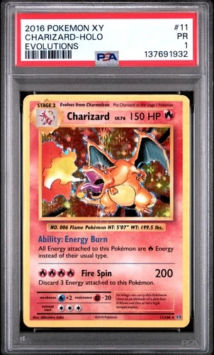 2016 POKEMON XY EVOLUTIONS #11 CHARIZARD-HOLO PSA 1