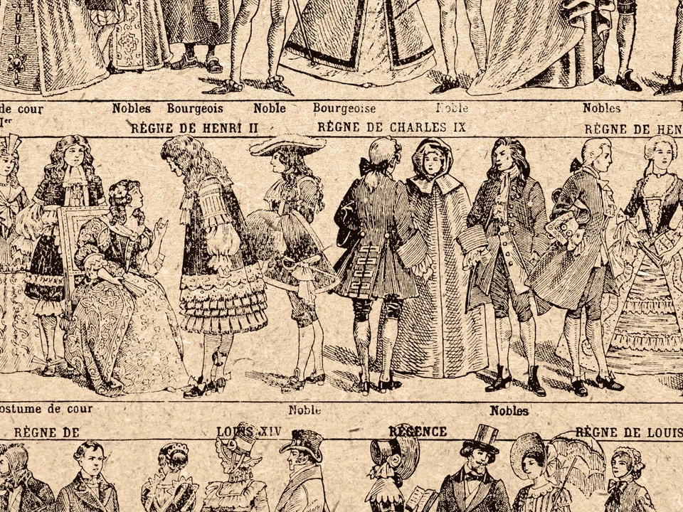 Винтажная футболка с историей моды — хронология французского костюма — театр — одежда - Изображение 3 из 4