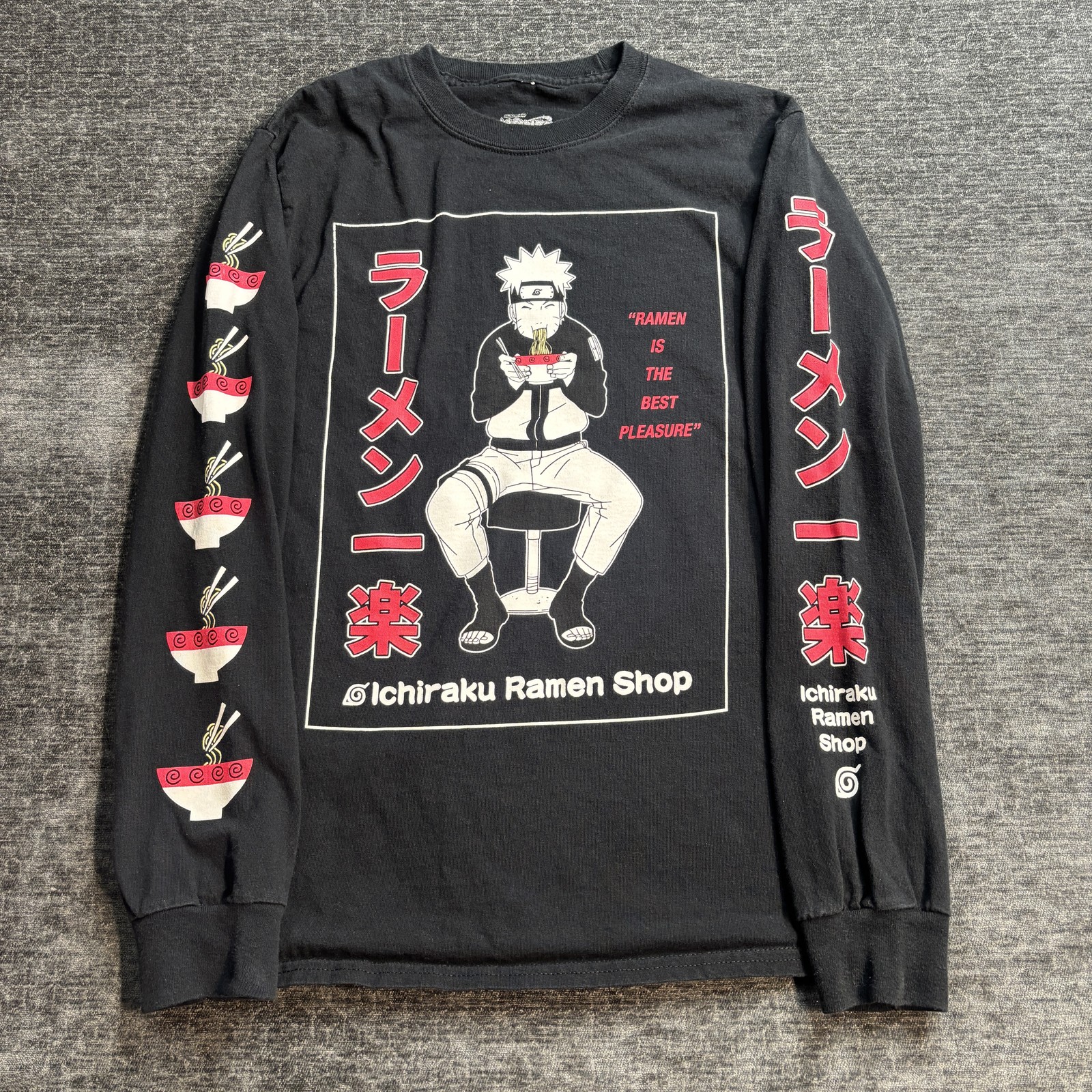 Naruto Shippuden Ichiraku Ramen Shop Long Sleeve T-Shirt Men's Black Size S