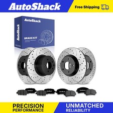 Front Rear Drilled Slotted Brake Rotor Premium Pad For 2008-2013 Nissan Rogue