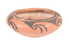 Hopi Pueblo Bowl Pottery   Mid 20th Century  Size 1.5" H x 4" D  Hand Coiled