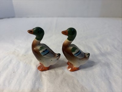 Pair Hand Painted Mallard Ducks Porcelain Cx49 Marked On Bottom