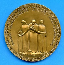 1953 Ohio Sesquicentennial Medallic Art Company 2 3/4" Bronze Medal MACO 