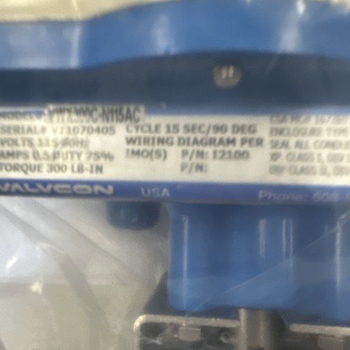 VALVCON VWX300FS115A ACTUATED 1" STAINLESS BALL VALVE HAZ LOC ENCLOSURE - Picture 2 of 3