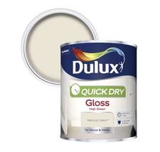 Image of Dulux Quick Dry Gloss Paint For Wood And Metal - Natural Calico 750Ml