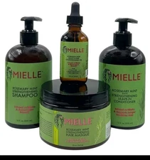 MIELLE Rosemary Mint Strengthening Curly Hair Care Products 4Pcs Bundle Set !