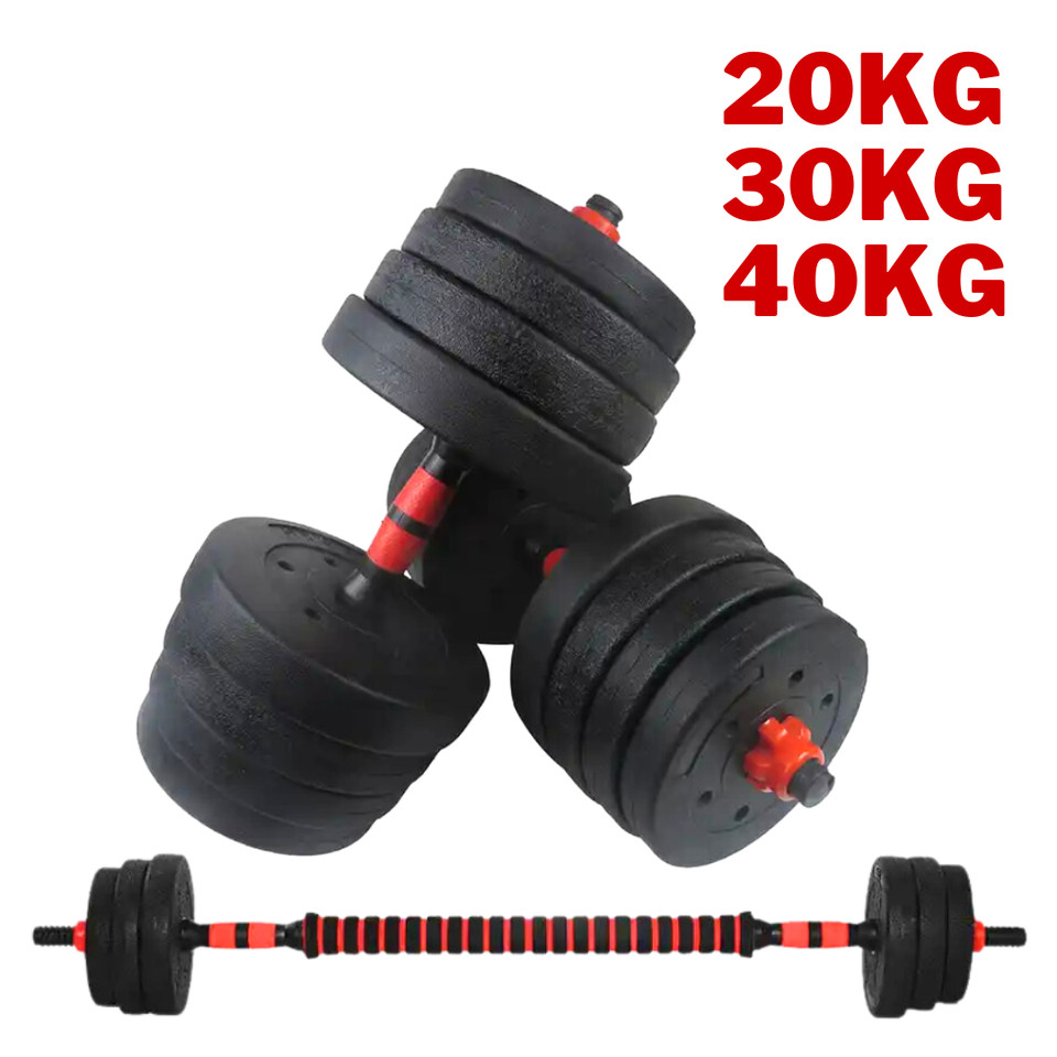Product photo 1 of 8 — Exersci Adjustable Dumbbell Barbell Weights Set 20-40kg with Kettlebell Option