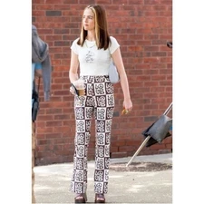 House of Sunny Free People All You Need is Love peace Brown Flare Pants US 4