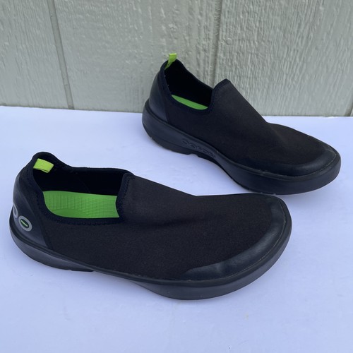OOFOS OOmg EeZee Low Sneaker Womens 8.5 Black LOGO Comfy Walking Running Sport - Picture 3 of 11
