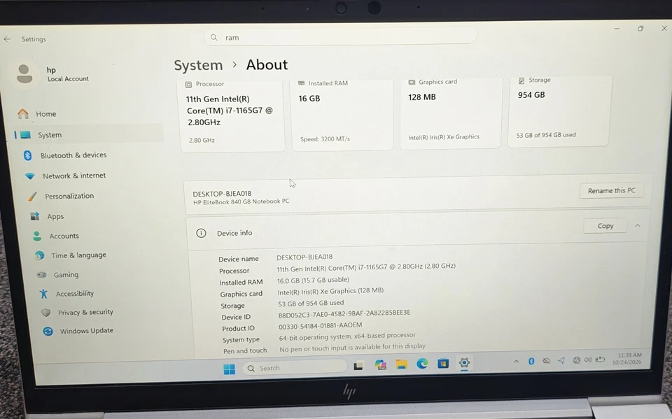HP EliteBook 840 G8 · i7-1165G7 · 16GB · 1TB, photo 3 of 5
