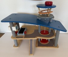 PlanToys City Airport Terminal Parking Garage Tower Wooden Playset