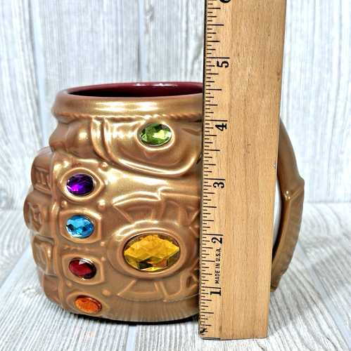 Disney Parks Marvel Avengers Gold Infinity War Thanos Power Stones Gauntlet Mug - Picture 8 of 11