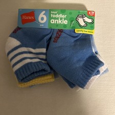 Hanes  Boys and Toddler Ankle Socks, 6-Pack "Comfy Toe Seam" NEW   6-12 Months