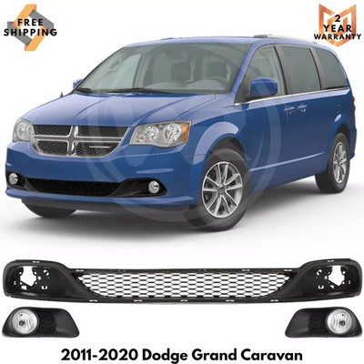 Front Lower Grille & Fog Light Pair For 2011-2020 Dodge Grand Caravan
