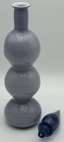 Empoli Cased Triple Gourd Genie Bottle Italy 1960s Lavender w/Stopper 21.5" EUC - Picture 9 of 15