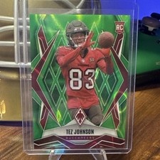 Panini Phoenix 2025 Tez Johnson #166 Tampa Bay Buccaneers Green Rookie /225 