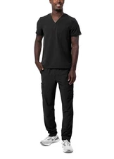 Adar Addition Scrub Set For Men - Classic V-Neck Scrub Top & Cargo Scrub Pants