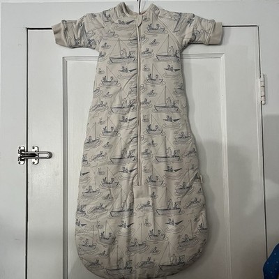 Wilson + Frenchy Sleep Sack Ivory & Navy Sail Away Boats 6-12 Mo Sleeping Suit