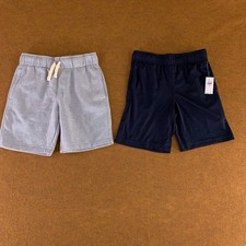 Old Navy Boys Size Small 6/7 Blue Heather Gray Pull On Shorts 2 Pieces NWT