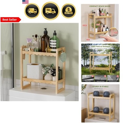 Bamboo Over Toilet Storage Shelf 2-Tier Bathroom Organizer Space Saver
